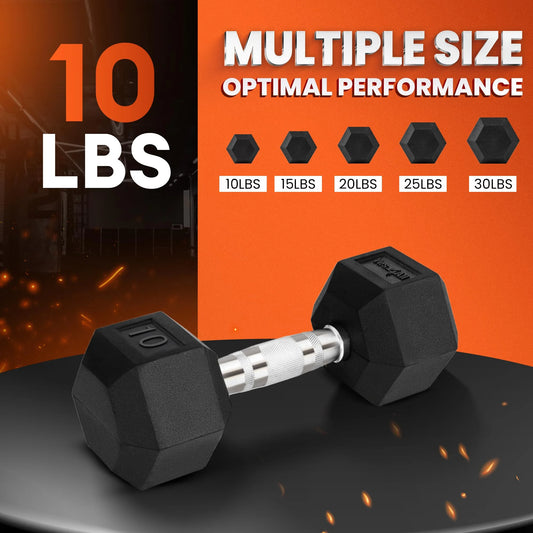 Yes4All Cast Iron - Chrome Grip Hex Dumbbell - 10 lbs - Single