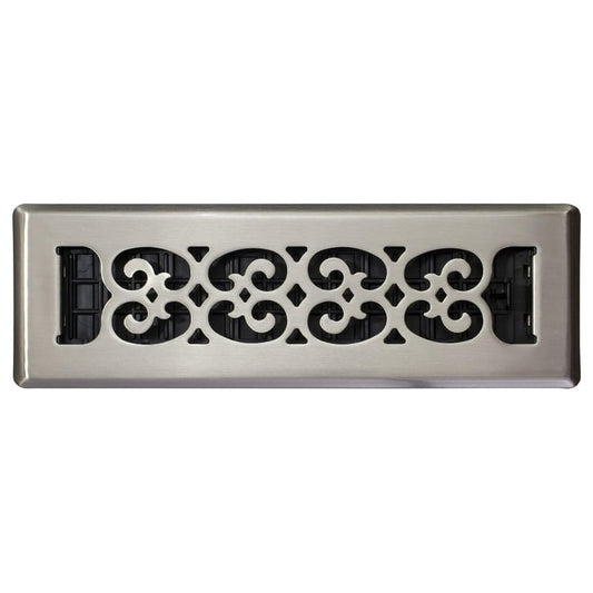 Scroll Pattern Floor Register – 2" x 10" Brushed Nickel - Yalz Store
