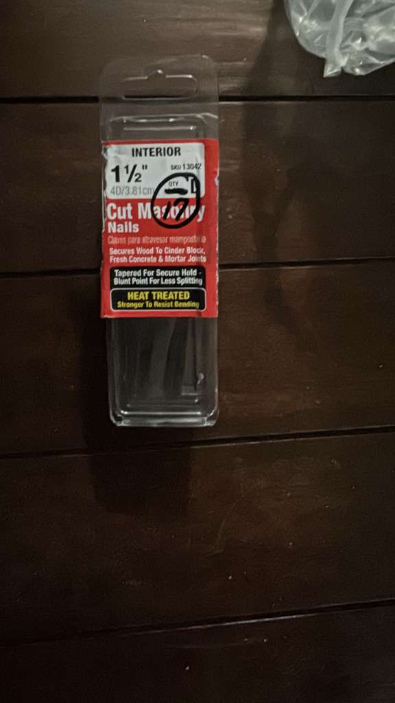 1.5-Inch Heat-Treated Cut Masonry Nails - 4D Tapered Steel Fasteners for Concrete and Cinder Block