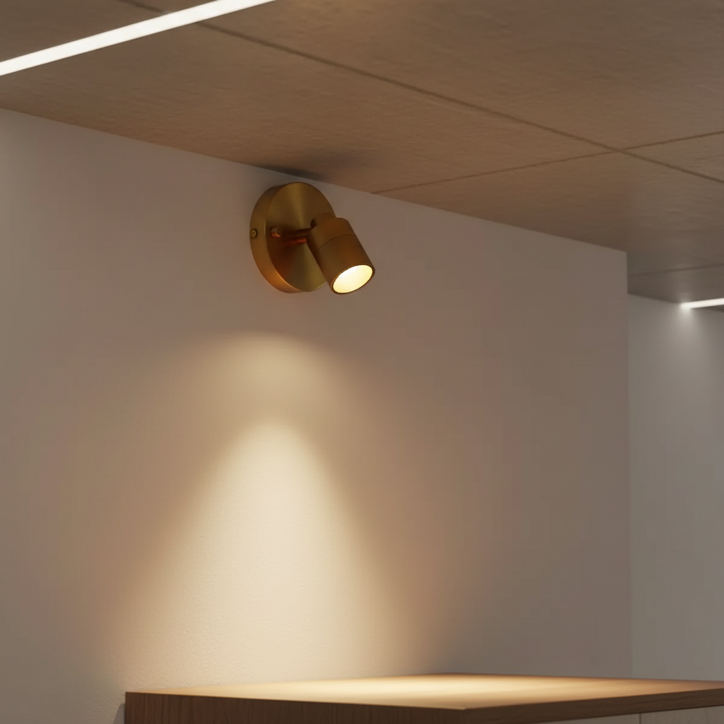 Shura Brushed Brass Integrated LED Spot Light – Adjustable & Rotatable Ceiling Fixture, 3000K Warm White, 490 Lumens - Yalz Store