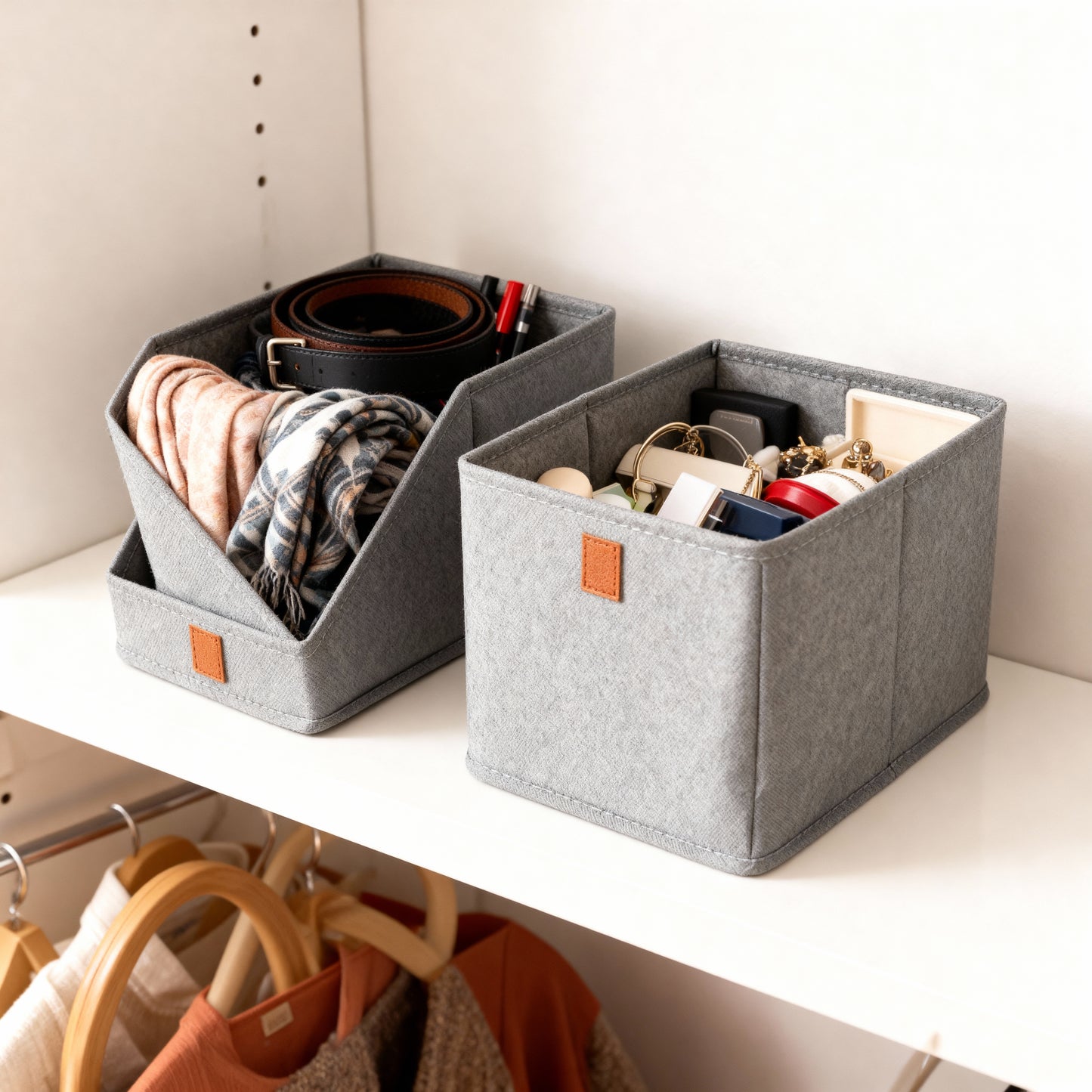 DIMJ Closet Organizers for Purses and Bag Storage, Small Storage Bins Foldable, Storage Baskets for Shelves, Wardrobe, Bedroom, Office - Fabric Cube Storage 4 Pack(Gray, 5.9 x 11.8 x 6.7 in) - Yalz Store