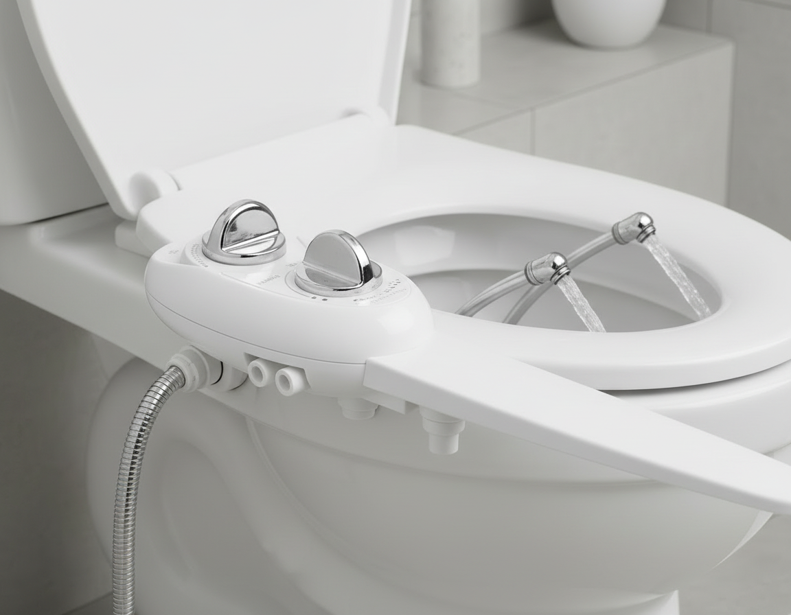 LUXE Bidet NEO 185 - Self-Cleaning, Dual Nozzle, Non-Electric Bidet Attachment for Toilet Seat, Adjustable Water Pressure, Rear and Feminine Wash (White) - Yalz Store