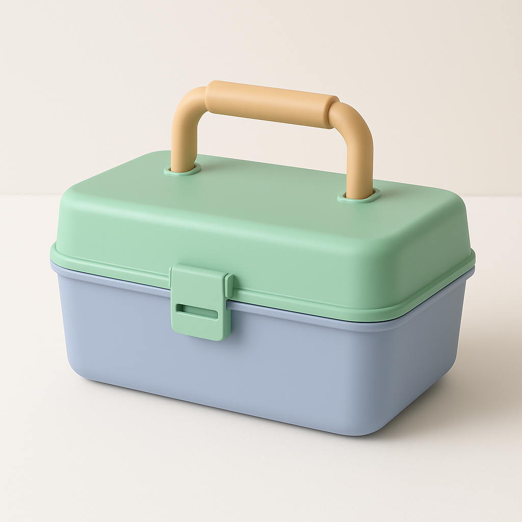 Cosmetic Organizer Box with 2 Swivel Trays, Mirror, Hard Plastic Storage Case, Travel Latch - Yalz Store