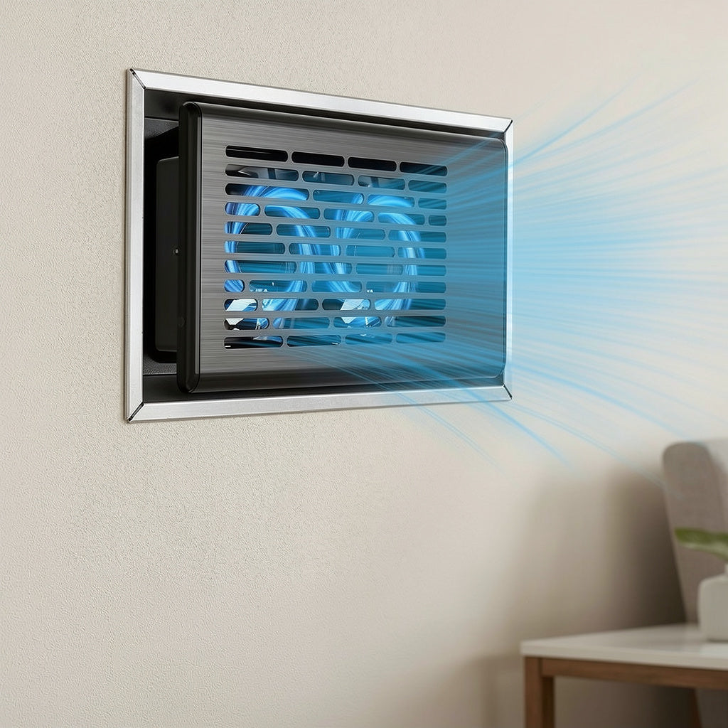 Quiet 4"x10" Air Vent Booster Fan with 10 Speeds, Remote Control, Thermostat, and Smart Temperature Sensor – Black - Yalz Store