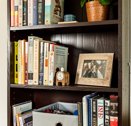 5 Shelf Dorm Bookcase Espresso Brown – Room Essentials Modern Bookshelf, Adjustable Shelves, Space-Saving Storage