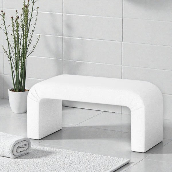 Cicely Waterfall Bench Cream Boucle - Threshold: Padded, No Assembly, Bedroom Furniture - Yalz Store