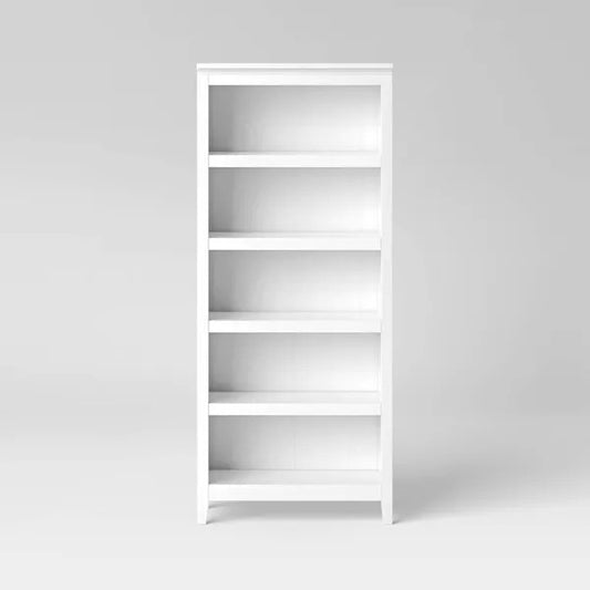 72" Carson 5 Shelf Bookcase White - Threshold: Durable Wood, Modern Design, Open Shelves