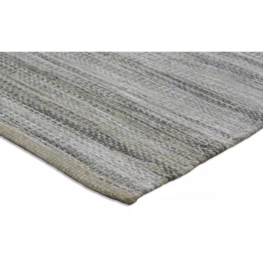 2'4"x7' Runner Woven Rug Gray - Threshold: Handmade Multi-Stripe Flat Pile, Jute & Cotton, Indoor Traditional Decor
