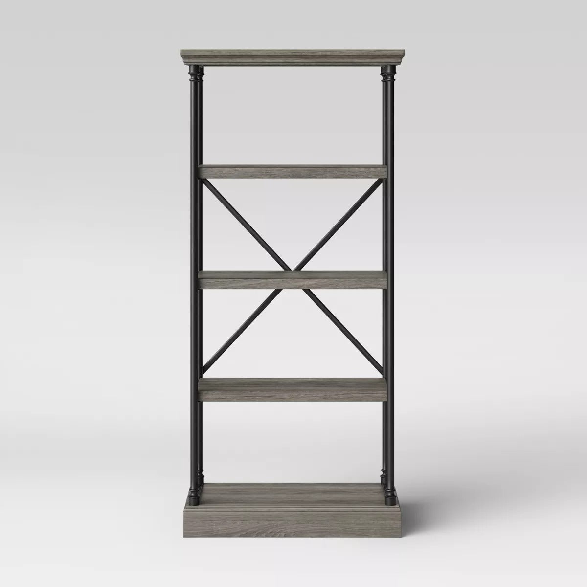 65" Conway Cast Iron Bookshelf Gray - Threshold: Industrial 4-Tier Metal Frame, Open Design, MDF Shelves