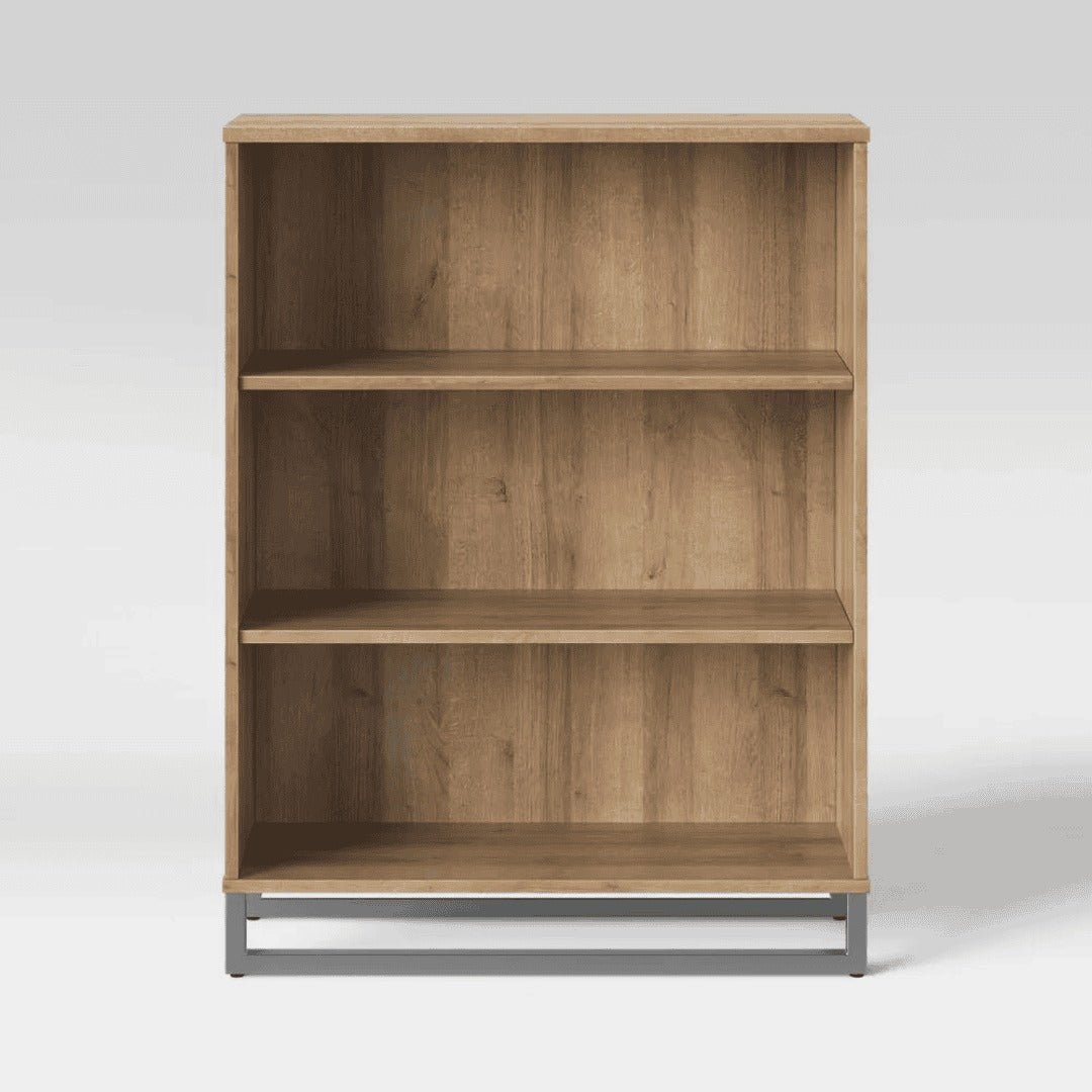 Mixed Material 3 Shelf Bookcase Natural - Room Essentials