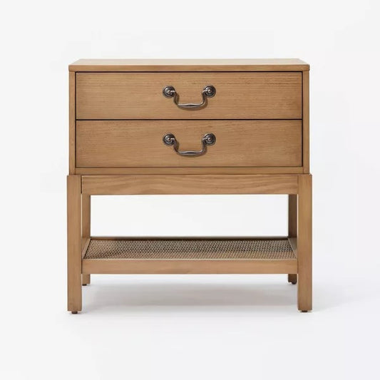 Elmira Nightstand Brown (KD) - Threshold designed with Studio McGee: 2 Drawers, Wood Veneer, Open Shelf
