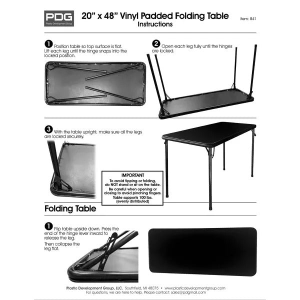 Peakform 20"x48" Folding Table Black