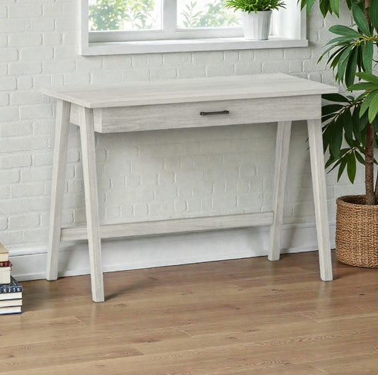 Paulo Wood Writing Desk with Drawer Weathered White - Threshold: Sleek Home Office Furniture, Laminate Surface, Metal Hardware - Yalz Store