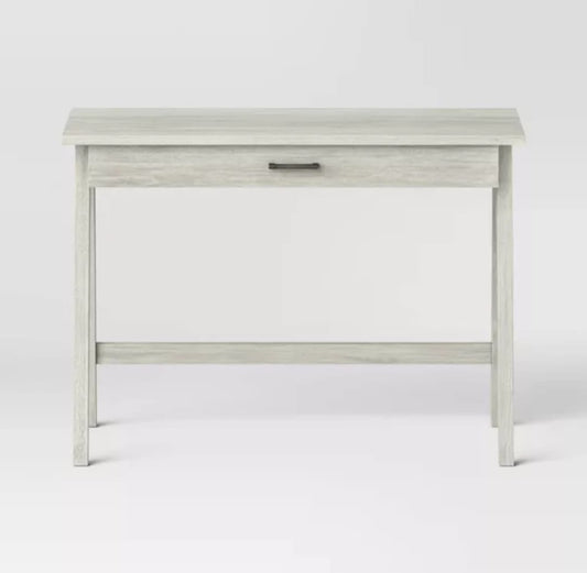 Paulo Wood Writing Desk with Drawer Weathered White - Threshold: Sleek Home Office Furniture, Laminate Surface, Metal Hardware