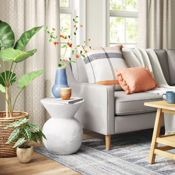 Severna Ceramic Accent Table White - Threshold: Modern Bell-Shaped, No Assembly Required