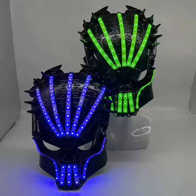 Custom Handmade Intruder Mask RaveNeon Predator Horror for Halloween Livet Punk Cosplay Robot Mask PVC Material