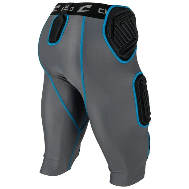 CHAMPRO Bull Rush 7-Pad Girdle CHARCOAL , BLACK INSET, Adult 2X-Large