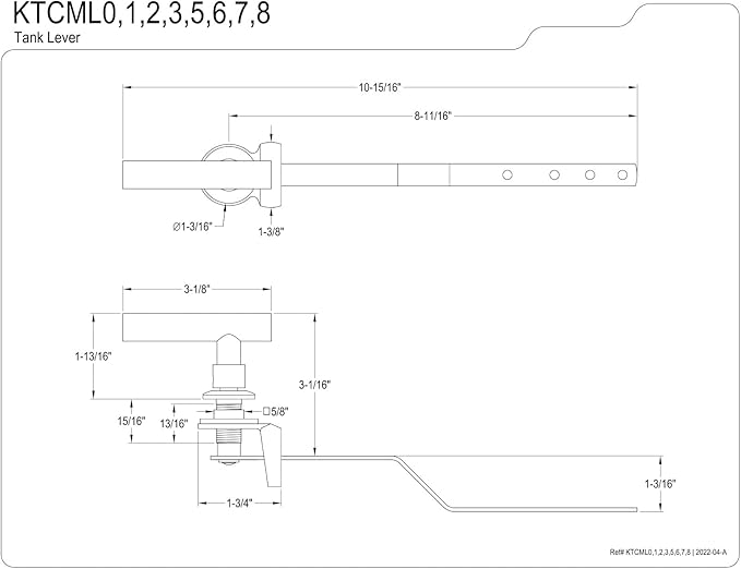 Kingston Brass KTCML7 Manhattan Front Mount Toilet Tank Lever, Brushed Brass