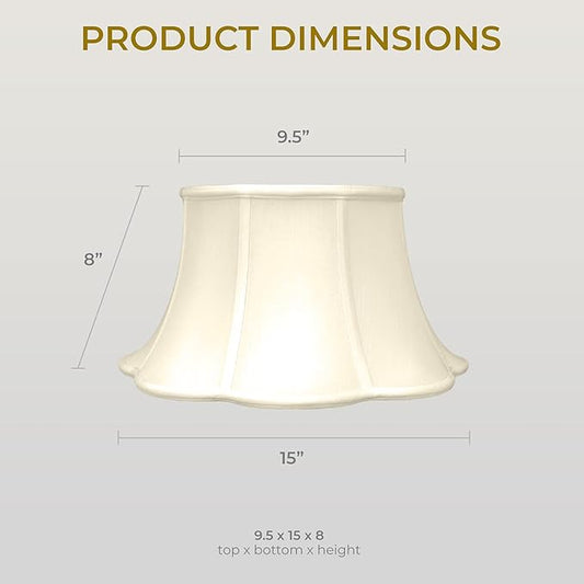 Royal Designs 6-Way Out Scallop Bell Basic Lamp Shade, Beige, 9.5 x 15 x 8