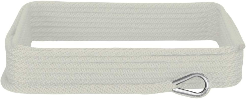 Extreme Max 3006.2045 BoatTector Solid Braid MFP Anchor Line with Thimble - 3/8" x 50', White