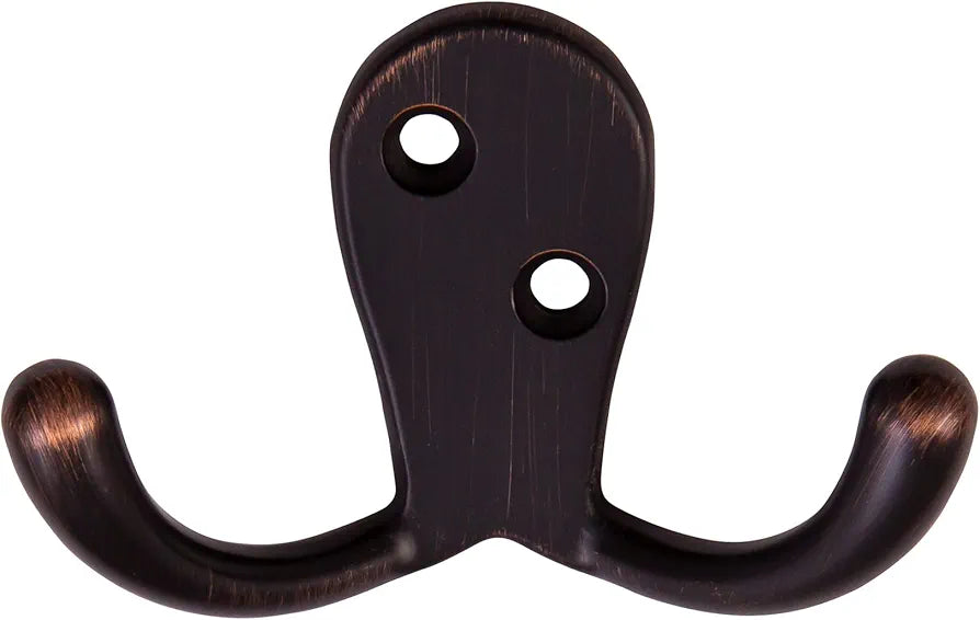 Oil Rubbed Bronze Wall-Mounted Double Hooks – 10 Pack for Coat, Hat, Towel & Robe