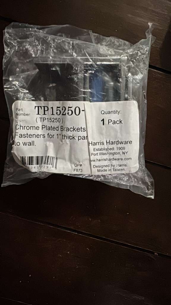 Chrome Plated Wall-to-Panel Partition Brackets for 1-Inch Thick Panels – 1 Pack with Mounting Hardware