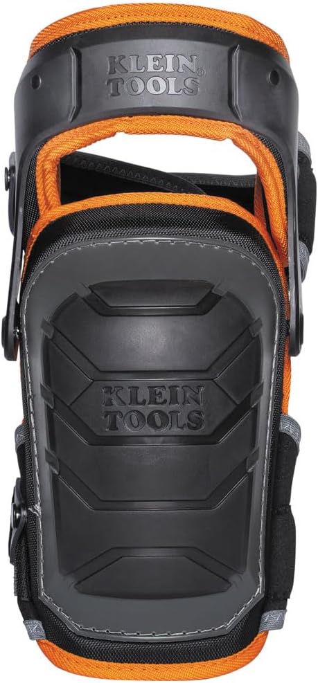 Klein Tools 60491 Hinged Knee Pads, Heavy Duty Gel Foam Protective Knee Pads with Quick-Fasten Buckle and Thigh Strap, Black