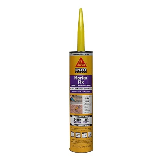 SIKA Sikaflex Mortar Fix - Limestone Polyurethane Sealant for Repairing Joints & Gaps in Mortar - 10.1 fl. oz - Flexible, Paintable, Textured for Seamless Blending (Pack of 12)