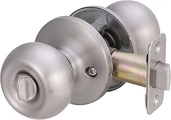 Bedroom/Bathroom Door Knob with Privacy Lock – Coastal Style, Satin Nickel