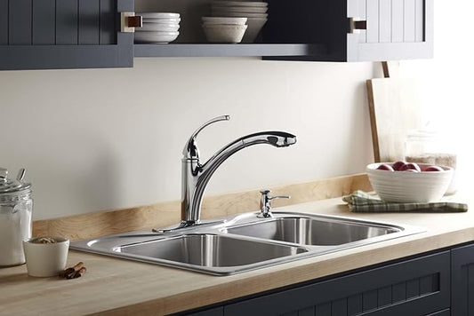 KOHLER 1895-C-CP Kitchen Sink Soap Dispenser with Contemporary Design, Store Liquid Soap, Dishwasher Liquid, or Hand Lotion, Polished Chrome, 16oz