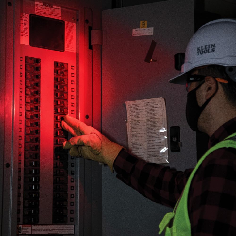 Klein Tools 56414 Rechargeable 2-Color LED Headlamp, Fabric Strap, Spotlight, Floodlight, Red LED, 800 Lumens, USB Cable, Camping, Running - Yalz Store