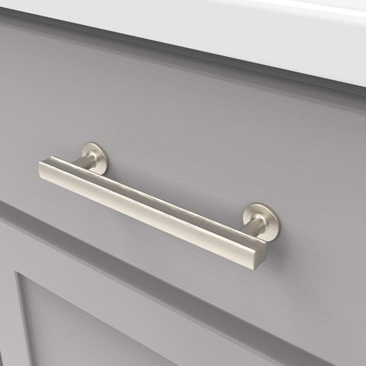 Hickory Hardware 10 Pack Solid Core Kitchen Cabinet Pulls, Luxury Cabinet Handles, Hardware for Doors & Dresser Drawers, 5-1/16 Inch (128mm) Hole Center, Stainless Steel, Greenwich Collection