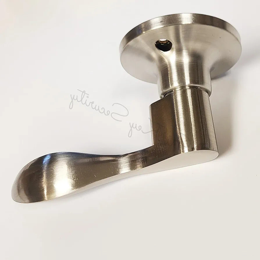 Satin Nickel Stationary Door Lever Handle – New Wave Style, Left Handed
