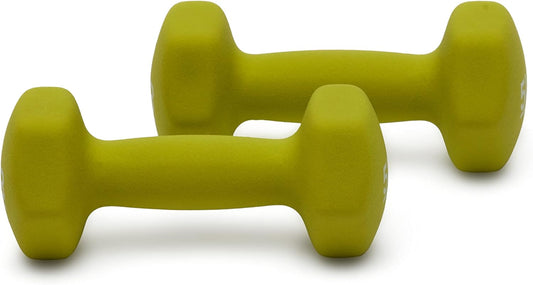 Amazon Basics Neoprene Dumbbell Hand Weights, 5 Pounds, Pair, Green