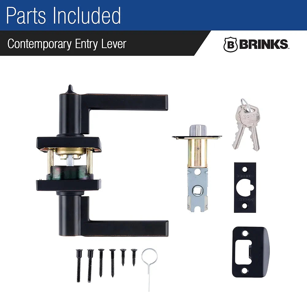 Tuscan Bronze Keyed Entry Door Lever – Contemporary Interior & Exterior Handle