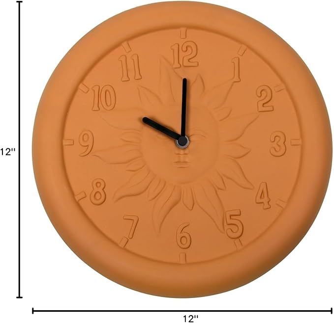 Poolmaster 52551 Indoor or Outdoor Terra-Cotta Clock and Thermometer, Antique Gold,Neutral,Medium