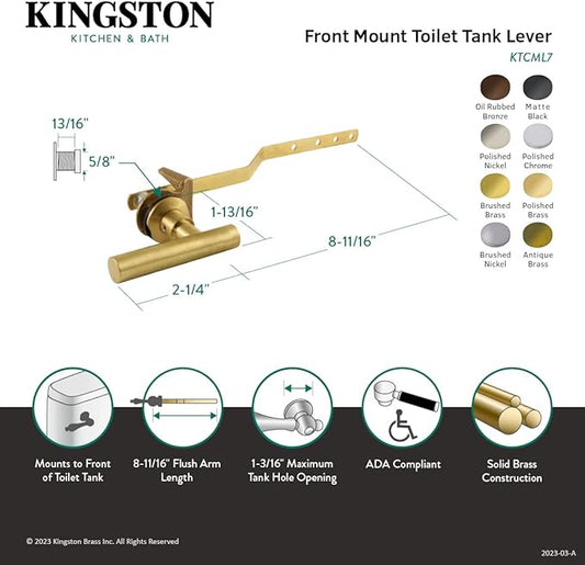 Kingston Brass KTCML7 Manhattan Front Mount Toilet Tank Lever, Brushed Brass