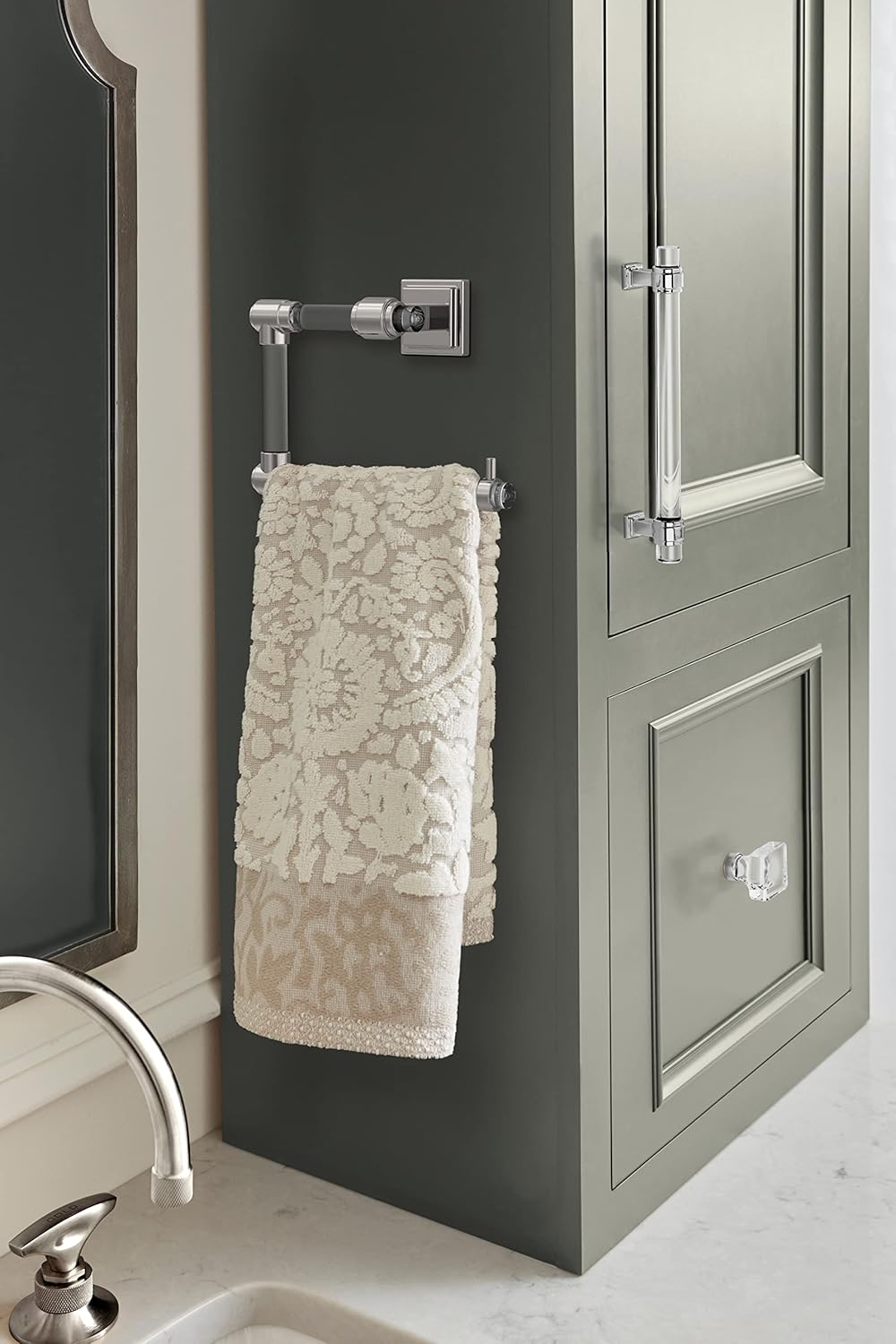 Amerock Glacio Chrome Towel Ring - Clear/Chrome Finish, 5-7/16 in Length, Bathroom & Kitchen Towel Holder