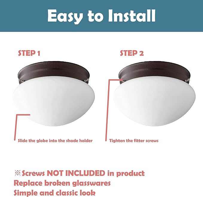 Aspen Creative 23608-01, 11" White Opal Mushroom Glass Shade For Ceiling Fixture, 11" Dia x 4" H/Fitter 9-3/4"