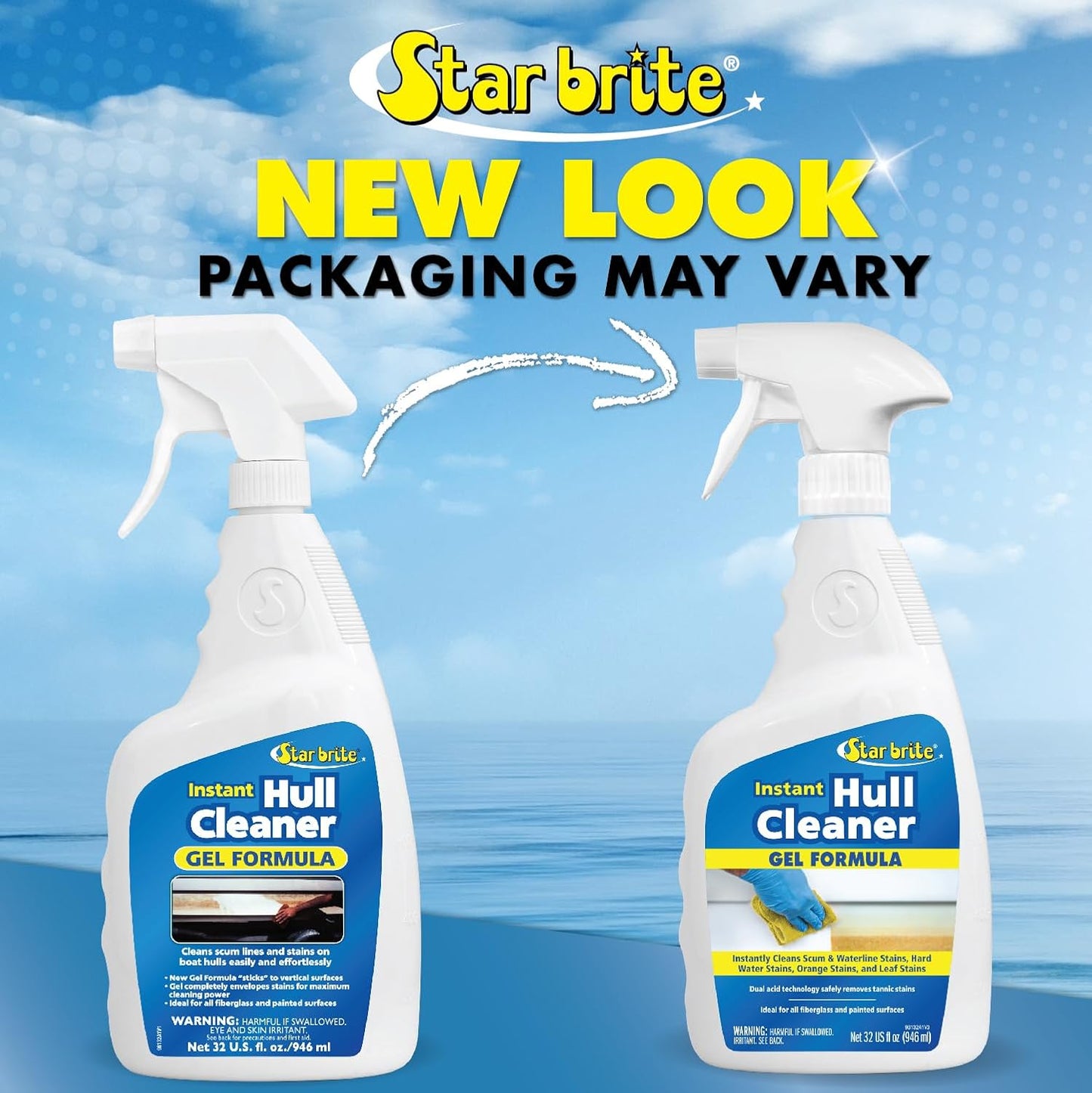 STAR BRITE Instant Hull Cleaner - 32 Oz Gel Spray - Easily Remove Stains, Scum Lines & Grime on Boat Hulls, Fiberglass, Plastic & Painted Surfaces (096132)
