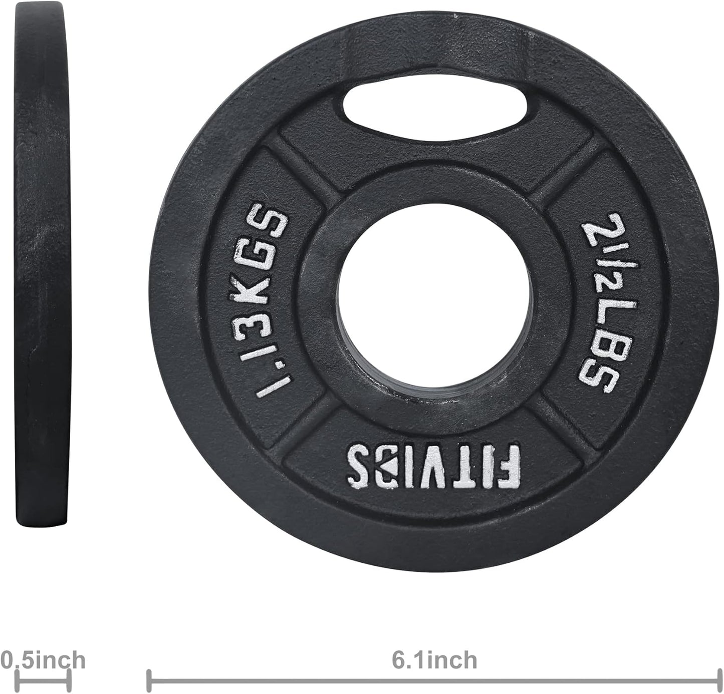 Signature Fitness Cast Iron Plate Weight Plate for Strength Training and Weightlifting, 1-Inch Center (Standard), 2.5LB (Set of 6)