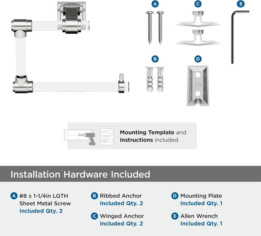 Amerock Glacio Chrome Towel Ring - Clear/Chrome Finish, 5-7/16 in Length, Bathroom & Kitchen Towel Holder
