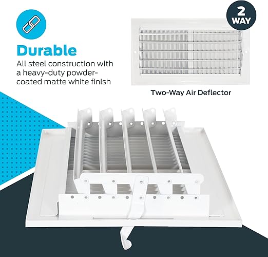 Two-Way Wall/Ceiling Air Vent Register Cover – 12" x 6" (White) - Yalz Store