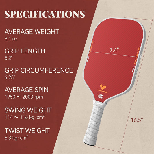 JOJOLEMON Pickleball Paddles, Hybrid Carbon Fiber & Kevlar Rackets with 16mm Polymer Honeycomb Core, Designed for Ultimate Spin & Precise Control - USAPA Approved