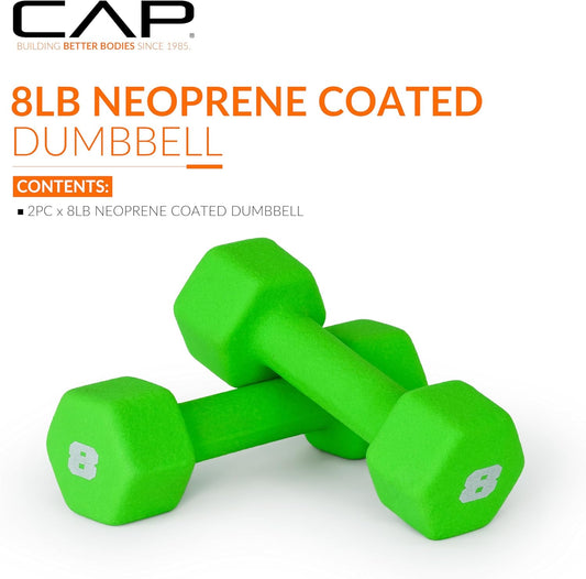 CAP Barbell Neoprene Dumbbell Weights, 8 lb Pair, Shamrock