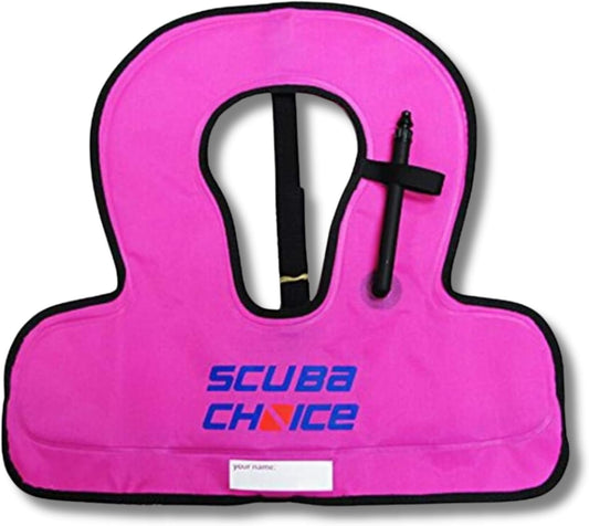 Scuba Choice Kid's Snorkel Vest with Name Box, Purple – Lightweight Adjustable Vest for Kids Up to 100 lbs with Easy Oral Inflator and Anti-Ride-Up Strap for Comfort and Safety