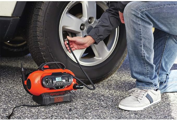 BLACK+DECKER 20V MAX* Inflator, Portable Air Compressor, 3 Modes: Cordless, 120V Corded, and 12V Car Adapter, Air Pump, Battery Sold Separately (BDINF20C)
