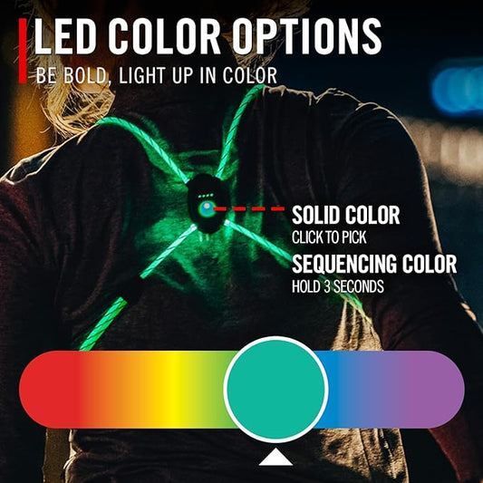 Rechargeable LED Safety Harness – Color-Changing, Reflective, Ultralight - Yalz Store