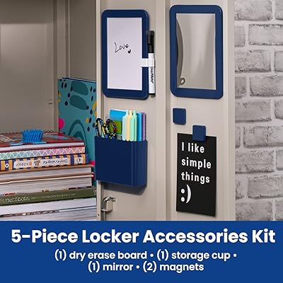 6-Piece Magnetic Locker Organizer Kit – Navy - Yalz Store