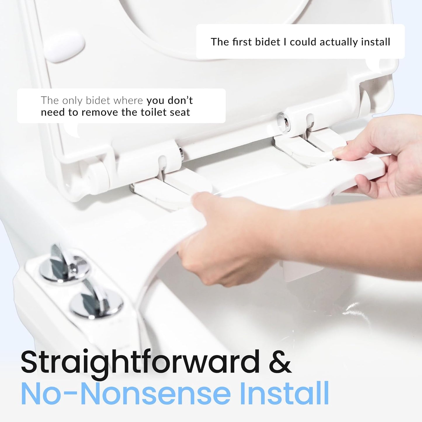 Bidet NEO 185 Plus - Patented Bidet Attachment for Toilet Seat, Innovative Hinges to Clean, Slide-in Easy Install, Advanced 360° Self-Clean, Dual Nozzles, Feminine & Rear Wash (Chrome)